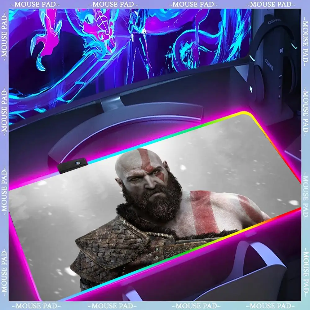God Of War Mouse Pad RGB Keyboard Cover Desk-mat Colorful Surface Waterproof Multi-size World Computer GamerMause Pads Cute Car