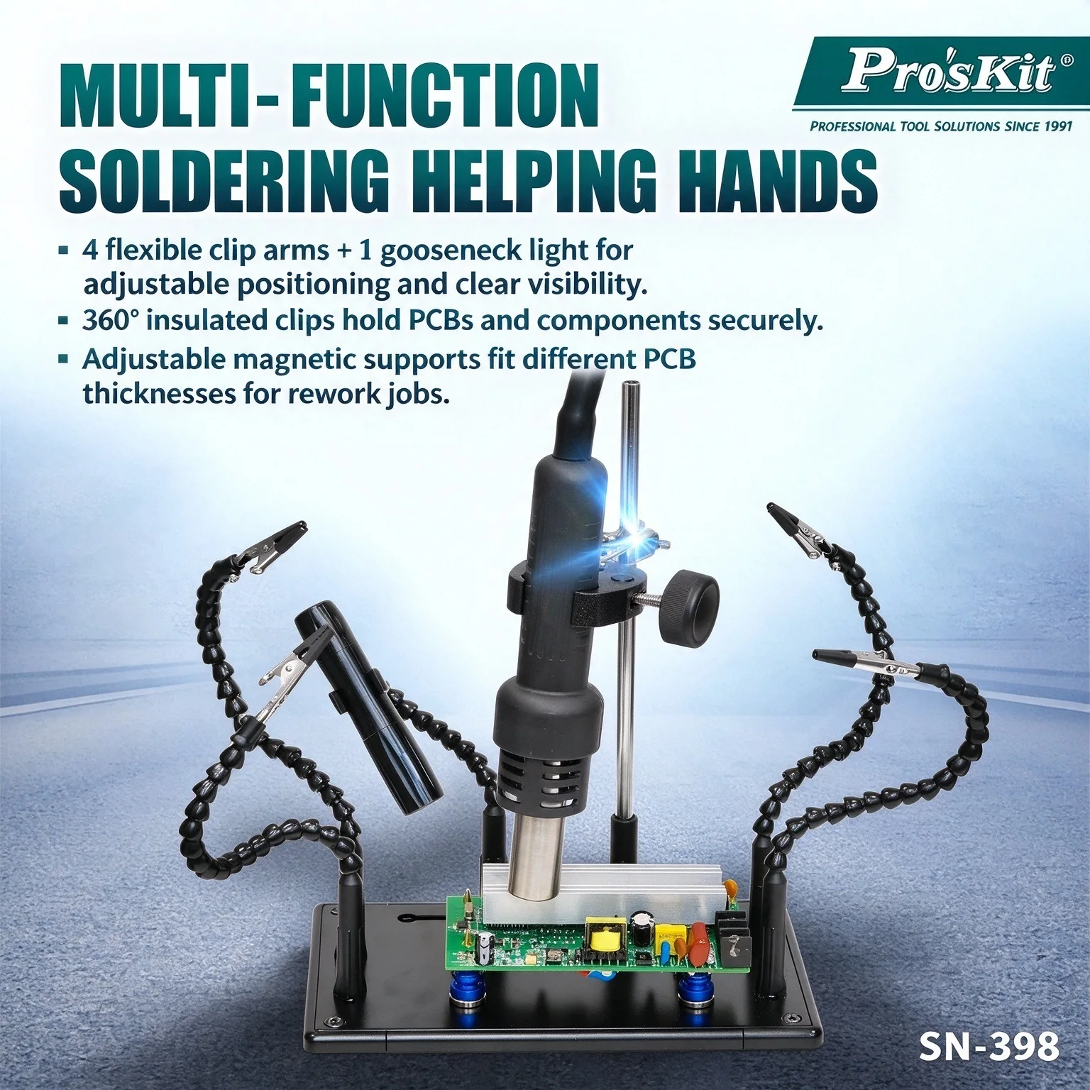 Multifunctional Soldering Auxiliary Holder 360° Insulated Alligator Clips PCB Soldering Fixture for Circuit Board Phone Repair