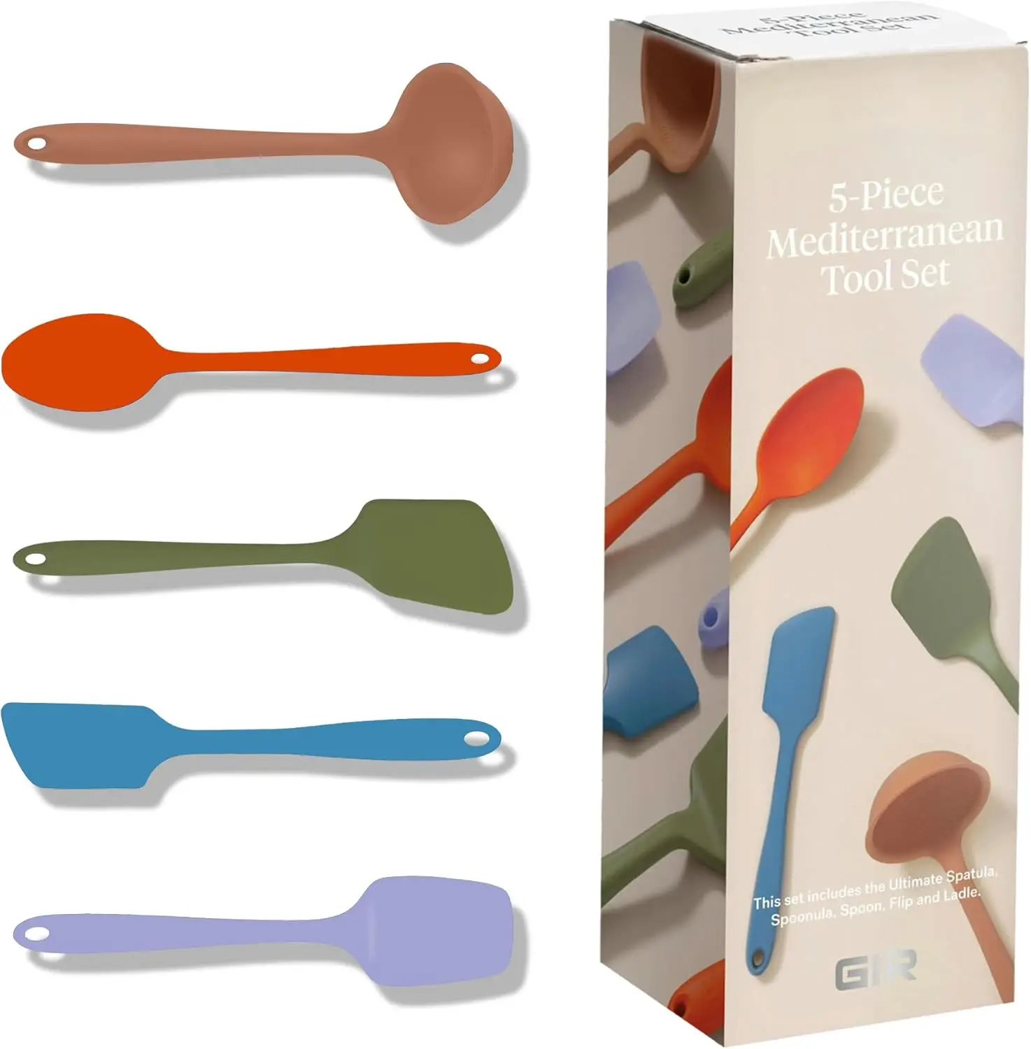 

5-Piece Silicone Kitchen Utensil Set - Nonstick Safe, Heat Resistant to 425°F, Dishwasher Safe