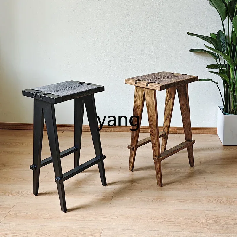 LMM Industrial Style Solid Wood Nordic Iron Retro Bar Counter Chair