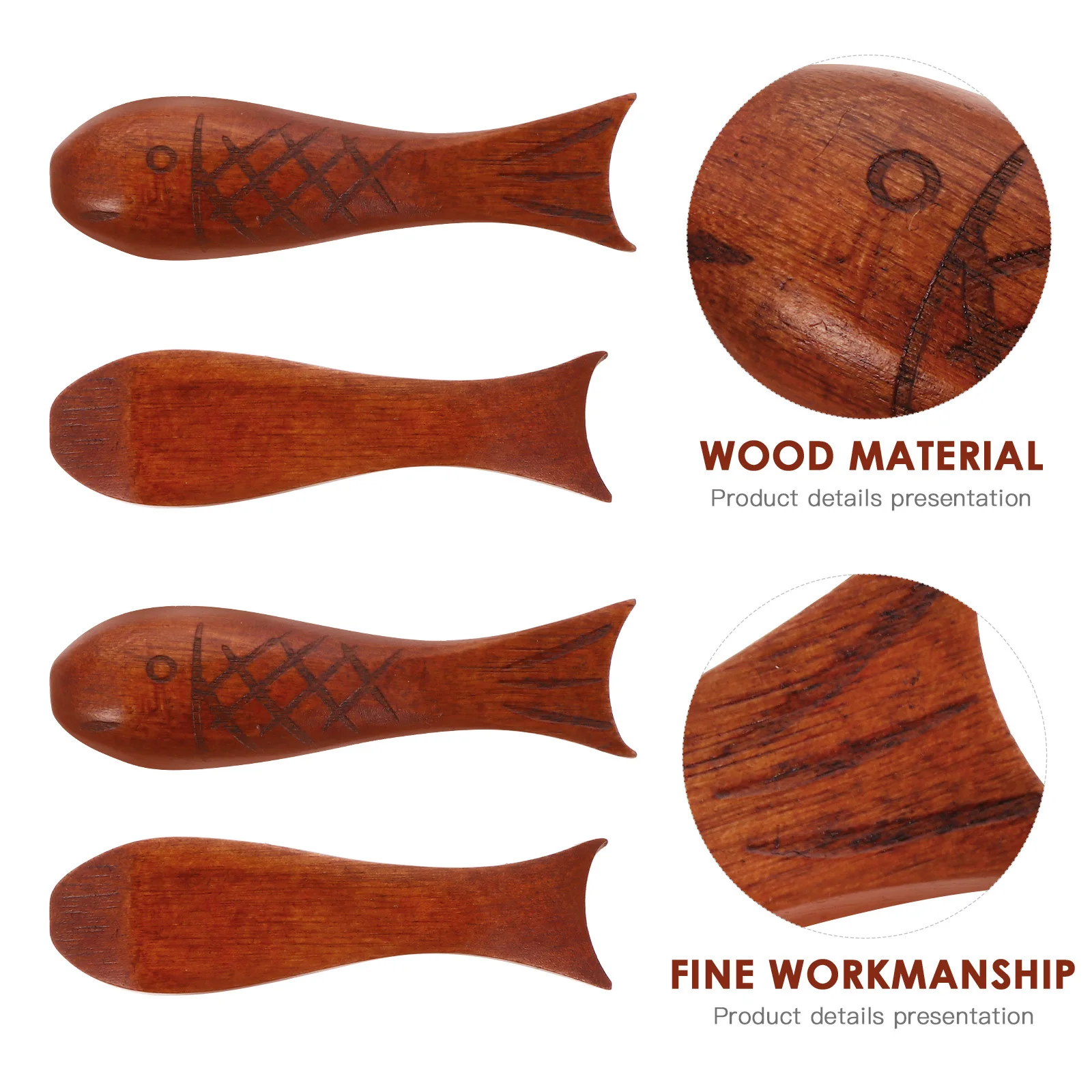 

4Pcs Natural Wood Chopstick Racks Unique Fish Shape Prevent Contamination Rolling Off Table Perfect Party Holiday Gift