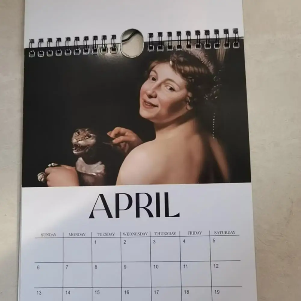 Cat-themed Home Decorations Calendar 2025 Cats Calendar Renaissance Cats Wall Organizer for Family Office Planning 12 Months Jan