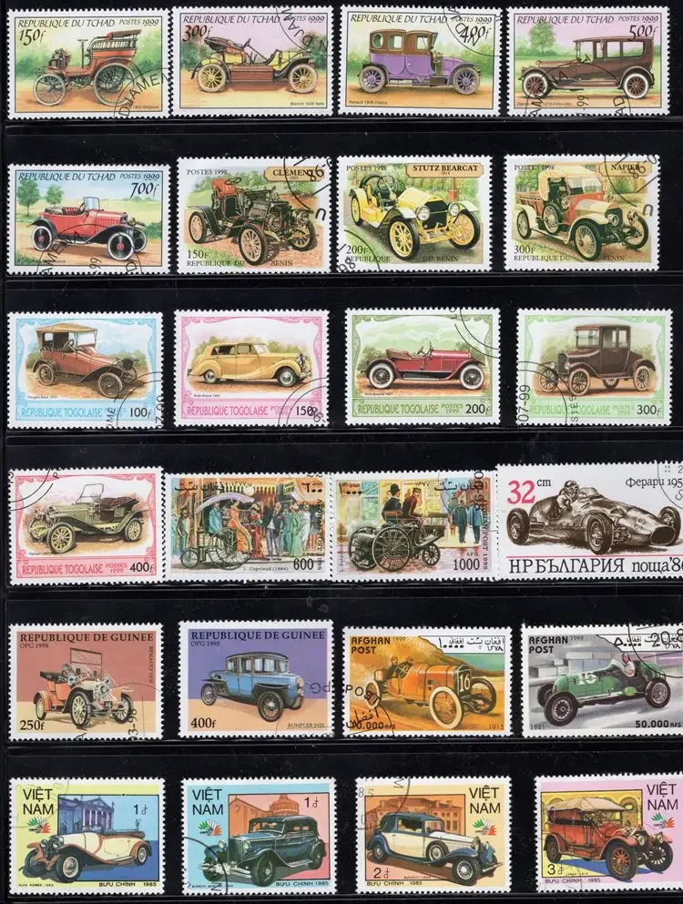 50Pcs/Lot Car Motors Stamp Topic All Different From Many Countries NO Repeat Postage Stamps with Post Mark for Collecting