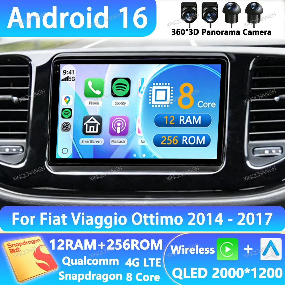 Android 16 Car Radio For Fiat Viaggio Ottimo 2014 - 2017 Multimedia Stereo Video Player Navigation BT 2DIN 4G WIFI Head Unit GPS