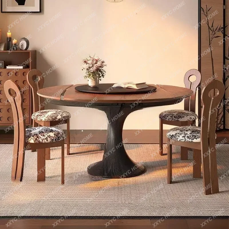 Vintage Style Extendable Dining Table Design Modern Round Dining Table Living Room Kitchen Home Furniture