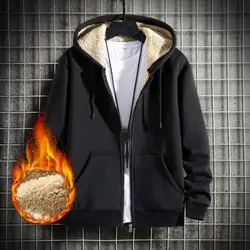 Chaqueta con forro polar para hombre, abrigo de manga larga con bolsillos y cordón, cárdigan con cierre de cremallera, Sudadera con capucha, ropa de calle, Otoño e Invierno