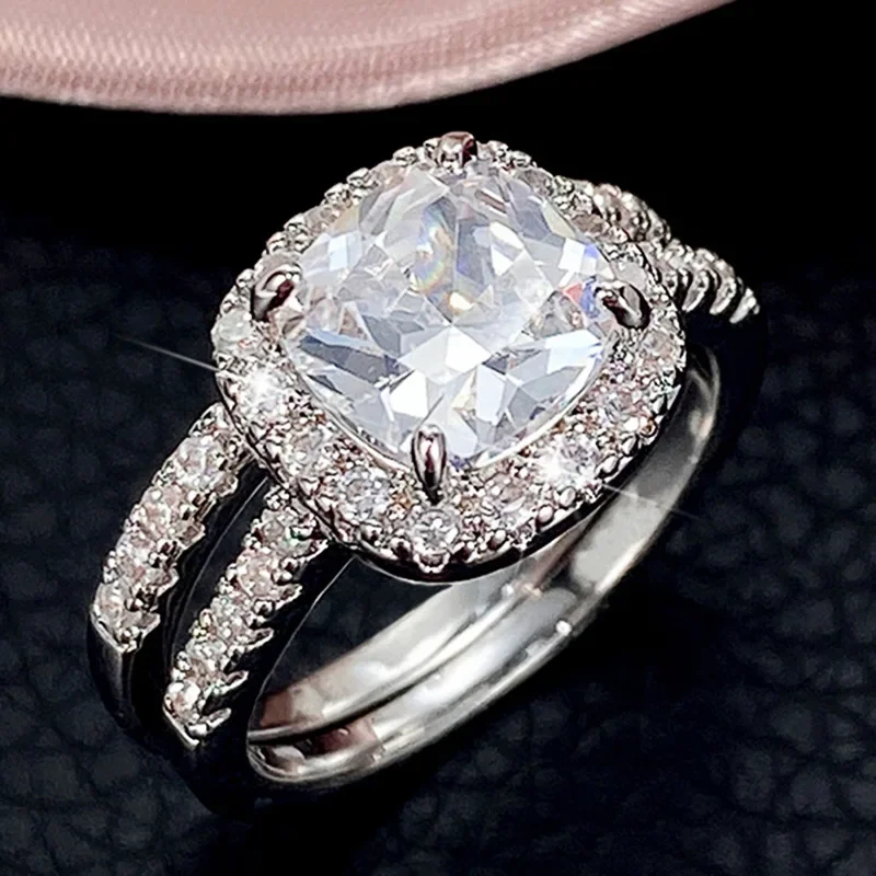18K Rose Gold Lab Diamond Finger Ring sets 925 Sterling Silver Party Wedding band Rings for Women Men Engagement Jewelry Gift