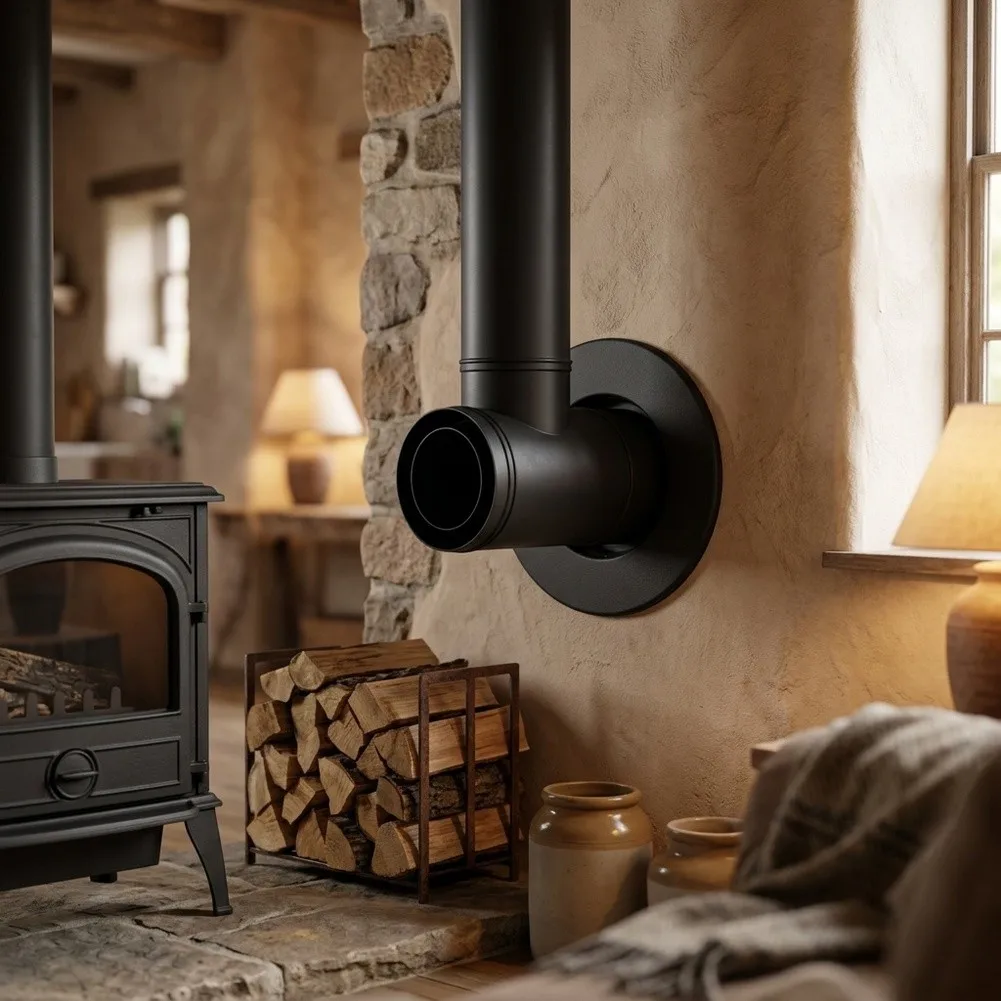 1pc 125/135/153/200mm Cast Iron Fireplace Flue Pipe Wall Panels Special Wall Panels For Through-wall Easy Installation
