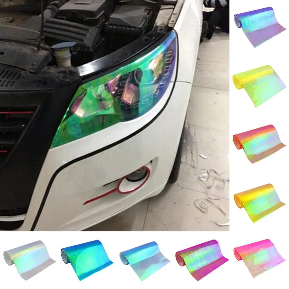 New Color Car Color-Changing Film 1PC Car Styling Chameleon Headlight Taillight Vinyl Tint Sticker Light Film Wrap