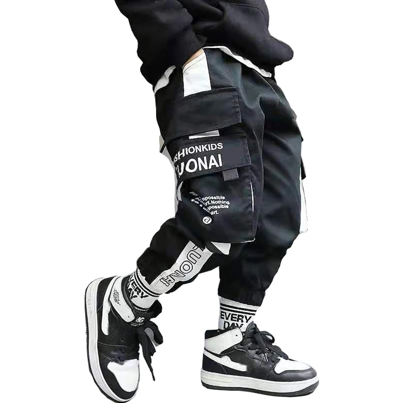 Boys Cargo Pants 3-10 Years Old Cotton Korean Casual Loose Pants Children Spring and Autumn Trousers Large Pockets Teenage Kids