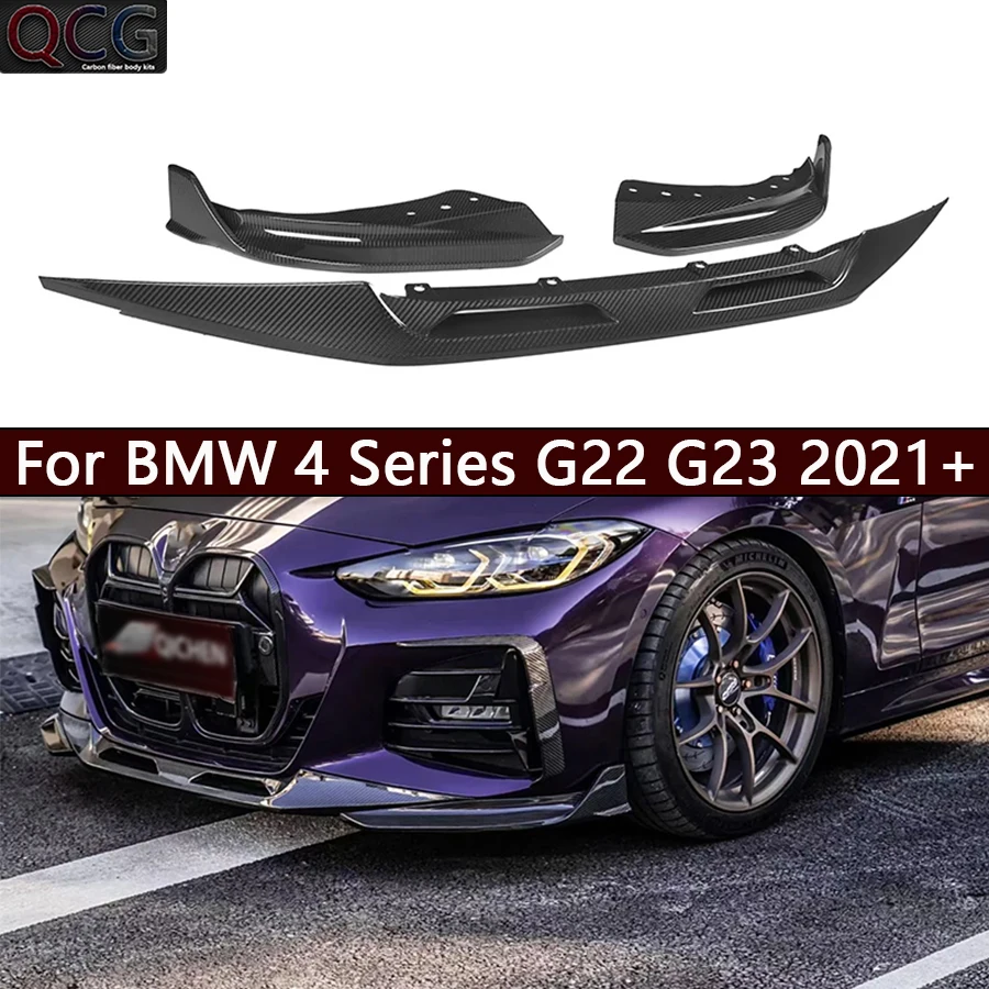 

For BMW 4 series G22 G23 Dry Carbon Fiber Front lip Car Front Bumper Diverter Spoiler Diffuser chin Car Accessories body kit