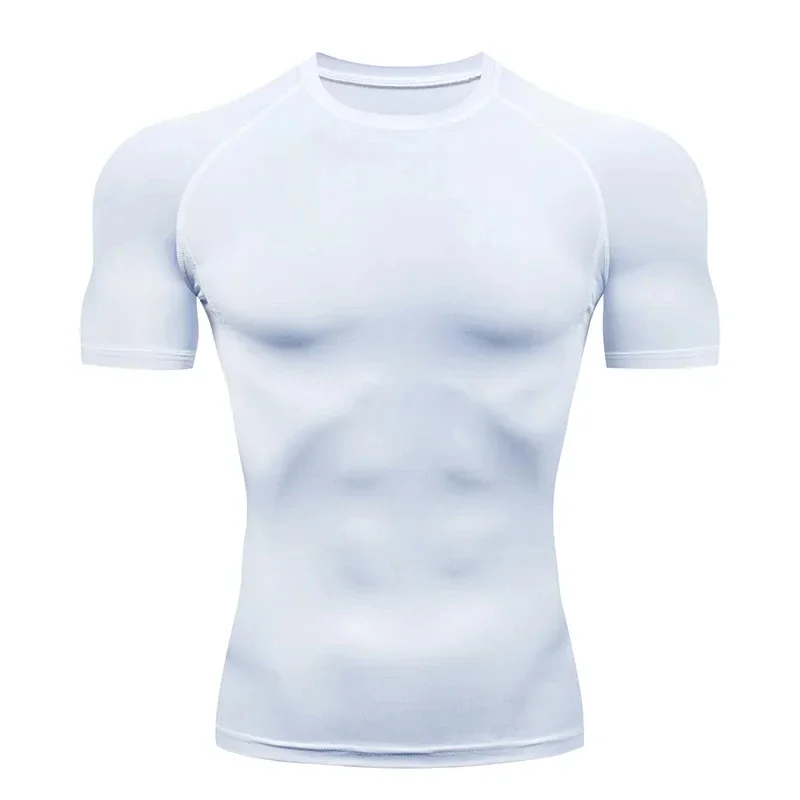 Ensemble de sport à manches courtes pour homme, chemise de compression, short de course avec poches, Rash Guard, Y-2-en-1