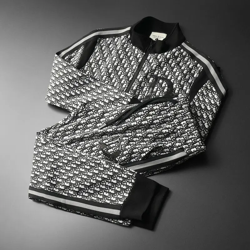 

Новый высококачественный модный мужской повседневный спортивный костюм, весенне-осенняя модная куртка с воротником-стойкой и принтом, комплект из двух предметов