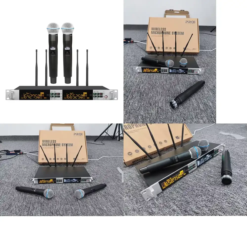 Strong Stability Professional Uhf Dynamic Handheld Wireless Microphone 2 Channels Microfono Microphone System for Performance