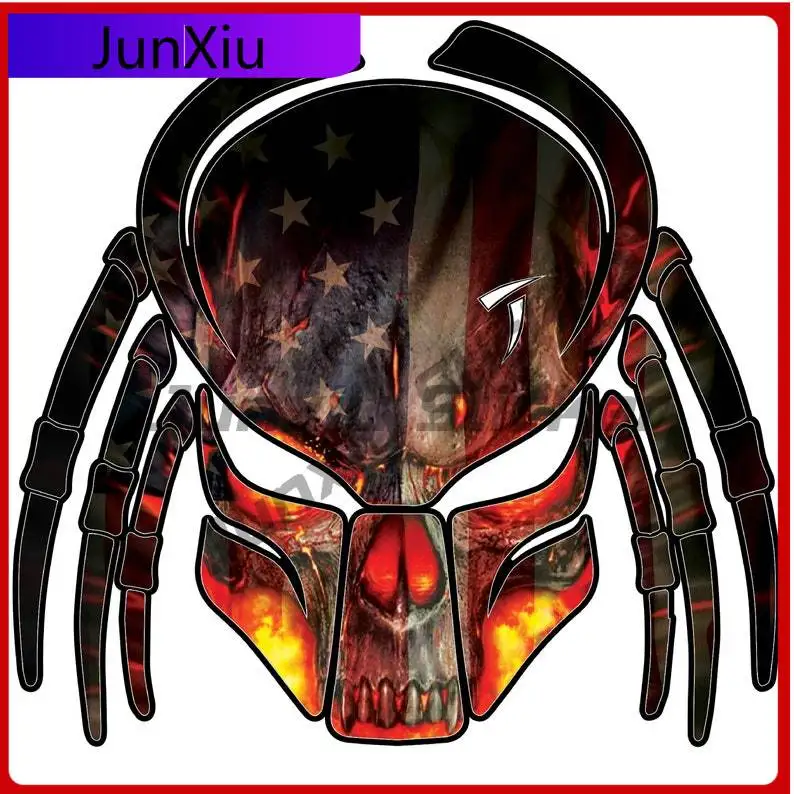 

Personalized Skull Fire Warrior Fiery American Sticker Laptop Car Camper Windows Windshield Luggage Kayak Window Stickers Qualit