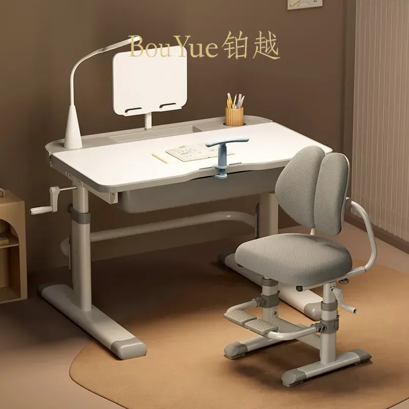 Adjustable Kids Study Desk and Chair Set Ergonomic Height Adjustable Writing Table for Primary School Students Homework
