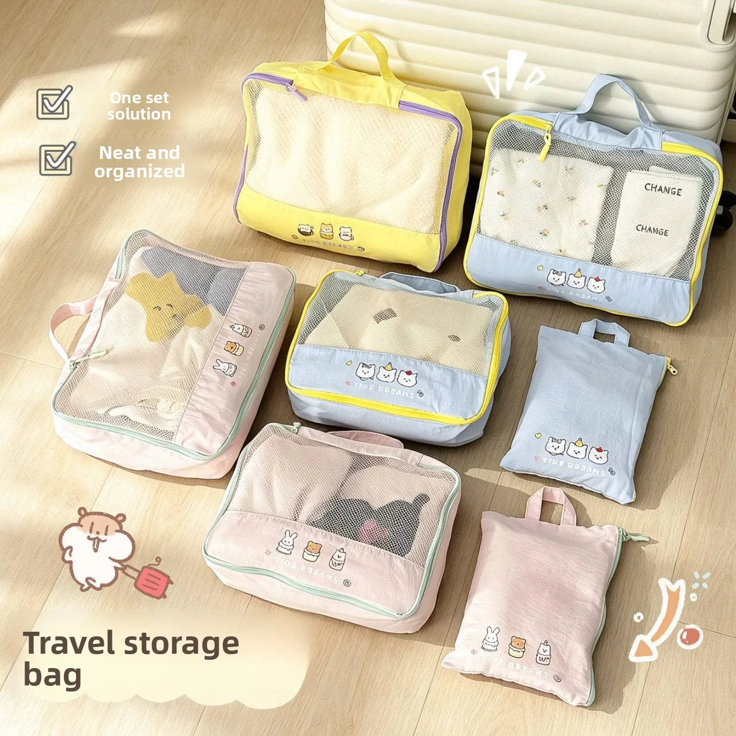 Adorable Travel Storage Bag Portable Luggage Organizer for Clothes Underwear Travel Arrangement Bag Family Storage Tools
