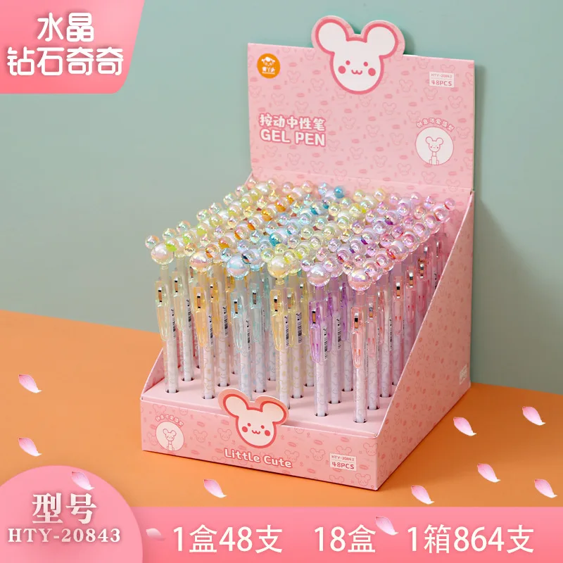 

30PCS Crystal diamond touch neutral pen student examination signature pen color creative water-based pen animal pen