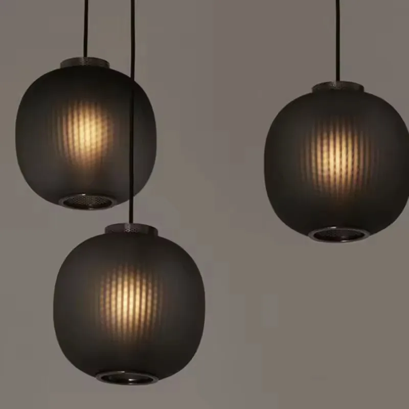 Modern Matte White Smoke Grey Glass Pendant Light Bedroom Bar Counter Pendant Light Minimalist LED Lighting Hanging Lamp