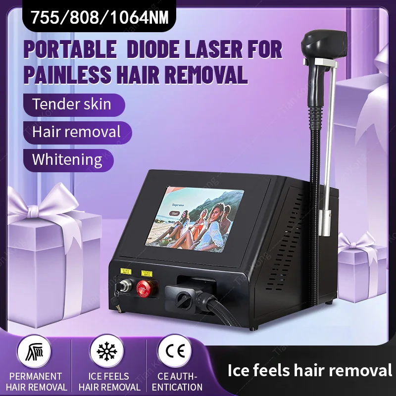 

Diode L-aser 755 808 1064nm Multi Wavelengths Hair Removal Machine Cooling Head Painless L-aser Epilator Face Body Hair Removal