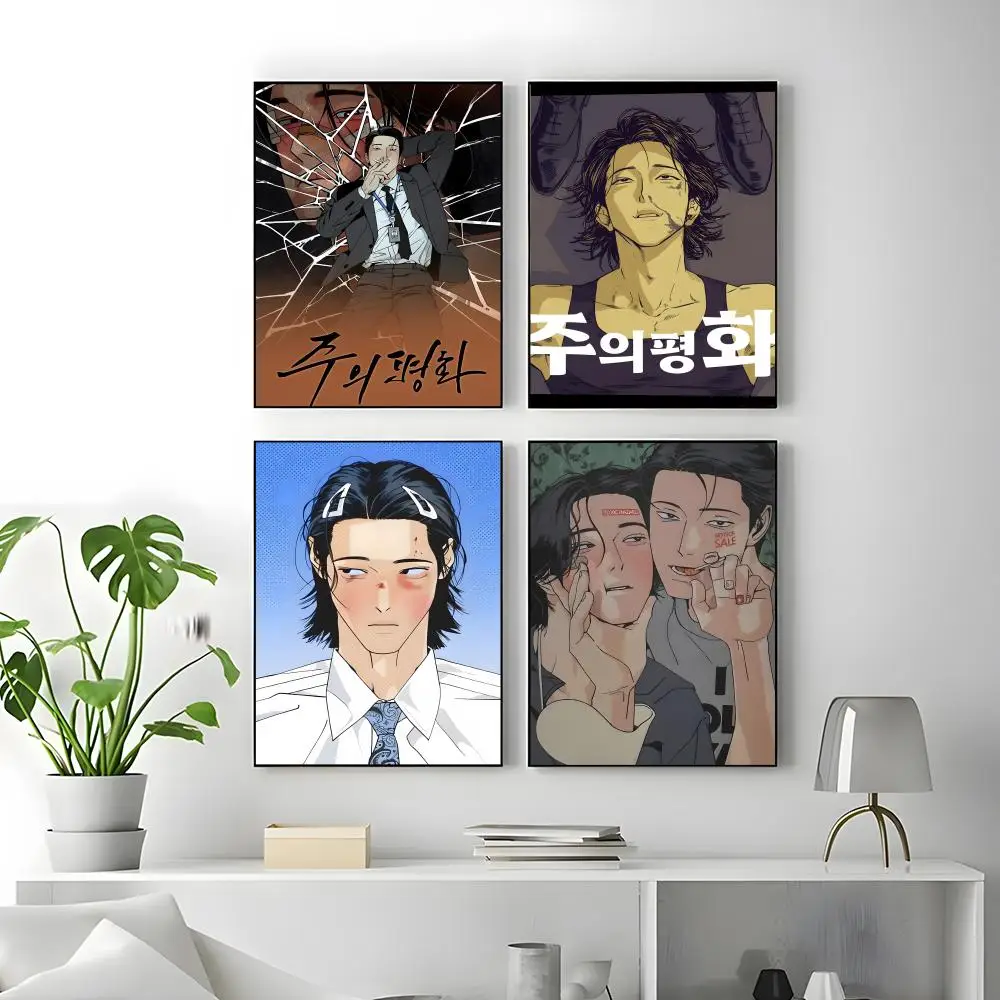 Webtoon Master-Peace Poster Self-adhesive Art Waterproof Paper Sticker Coffee House Bar Room Wall Decor