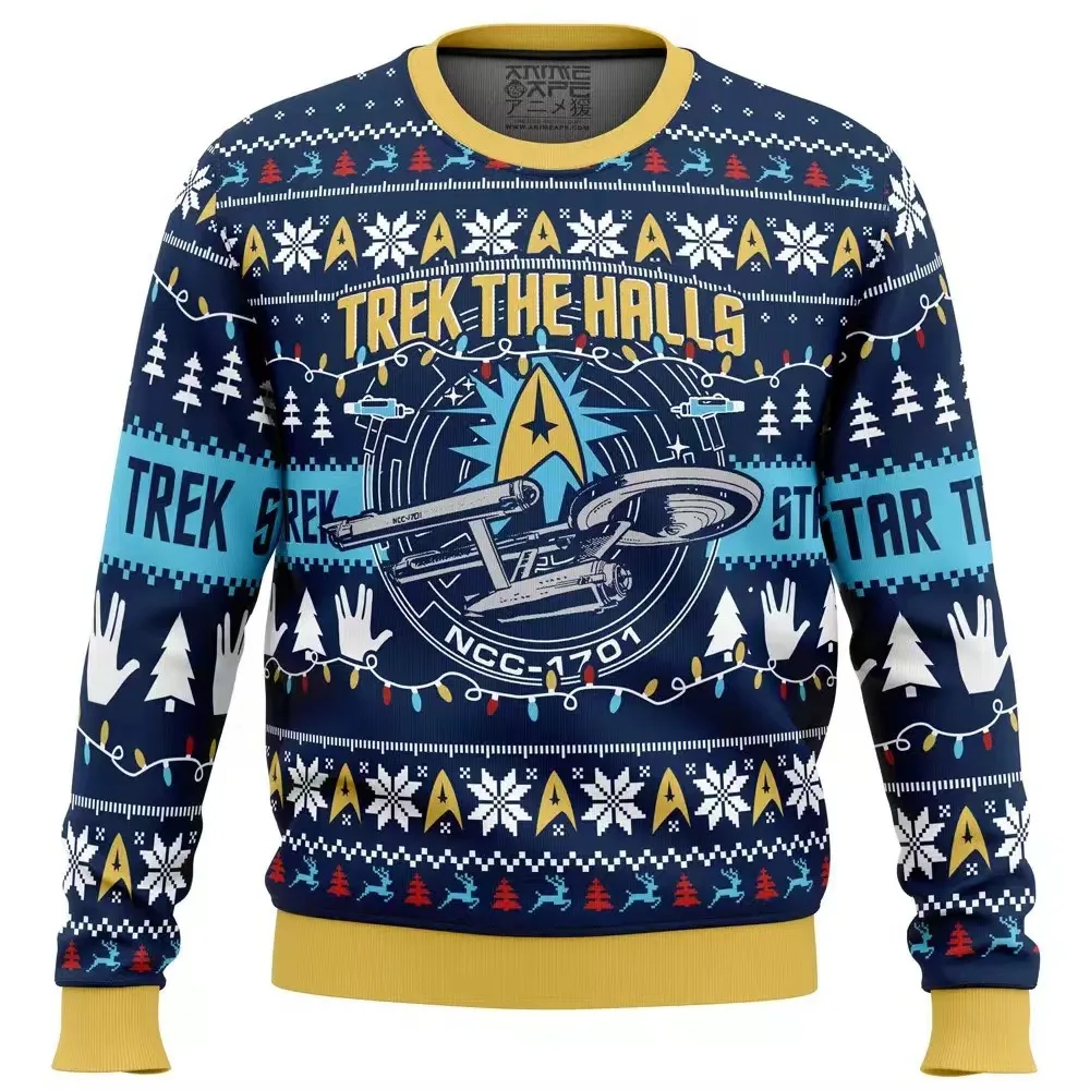 Kapitein Picard Star Trek Lelijke Kerst Trui Cartoon Anime Vrouwen Mannen Trui Tops 2025, Nieuwe Mode Paar Hoodie Sweatshirt