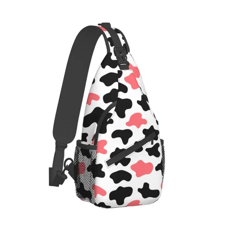 Cow Spots Crossbody Sling Backpack Men Custom Texture Animal Skin Chest Shoulder Bag for Cycling Camping Daypack