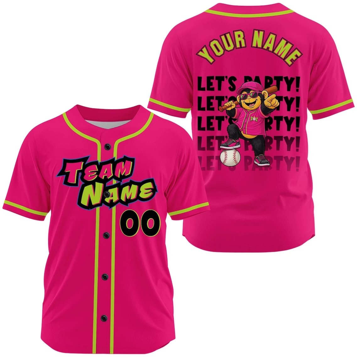 Personalized Cool Cartoon Chimpanzee Graffiti Baseball Jersey Custom Team Name Number Top Hip Hop Streetwear Bachelor Party Tees