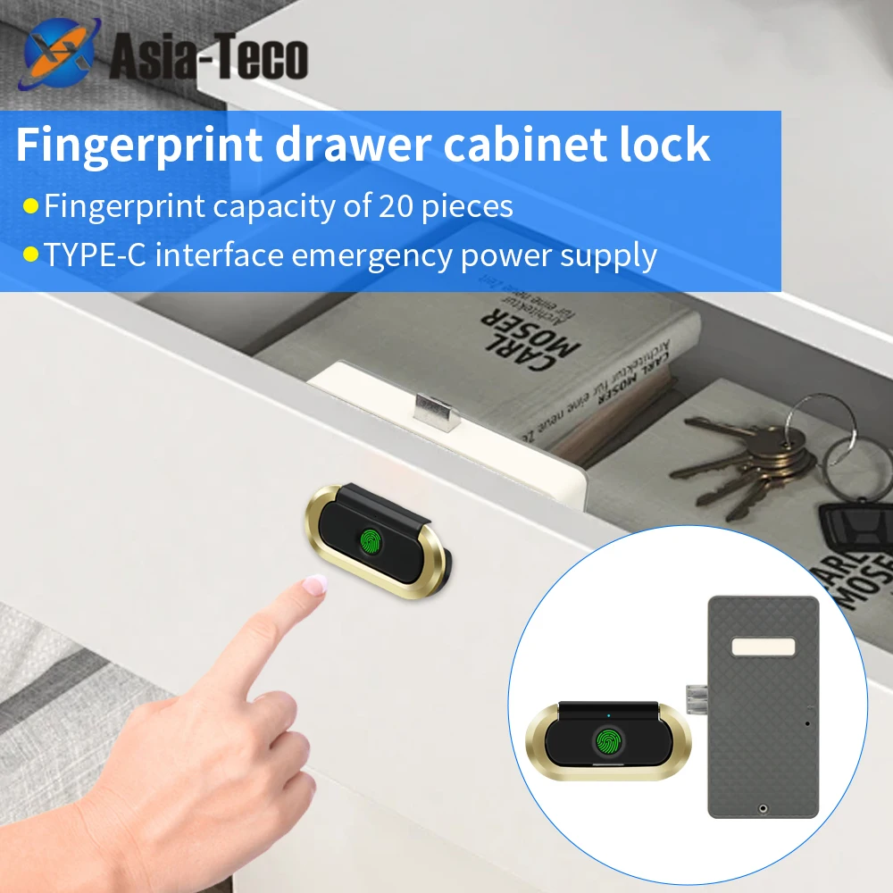 

Electric Biometric Fingerprint Lock Keyless Cabinet Lock for Drawer Anti-theft Door Long Standby Time Furniture Hardware Locker