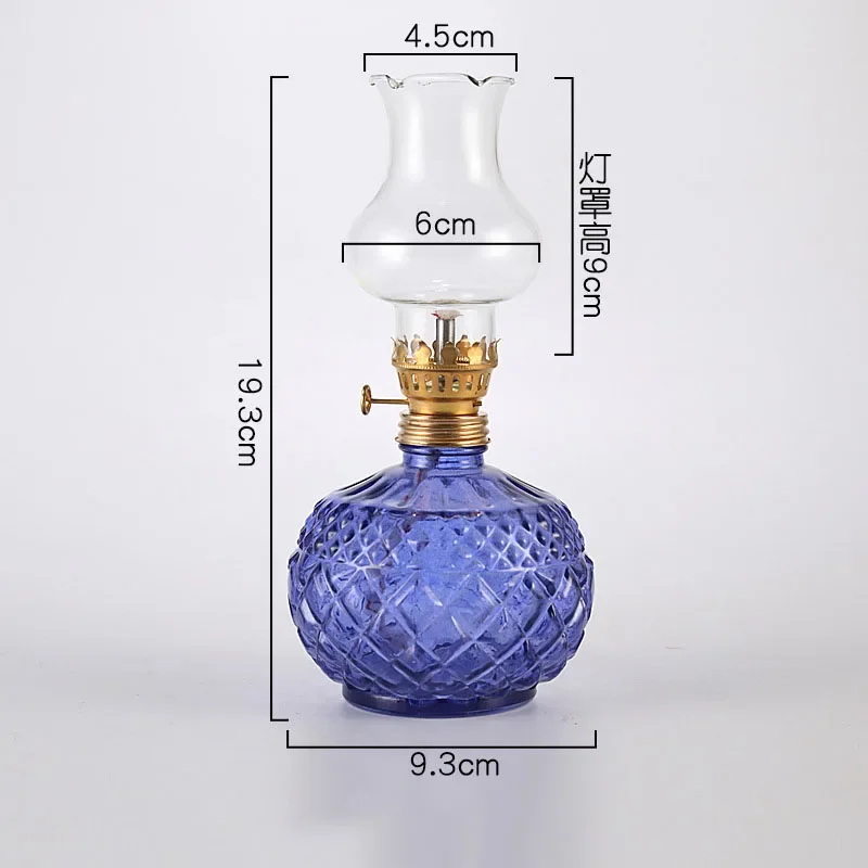 Chamber Oil Lamp For Indoor Outdoor Use Vintage Lamplight Tabletop Kerosene Lamp W/ Adjustable Fire Wick And Clear Cover