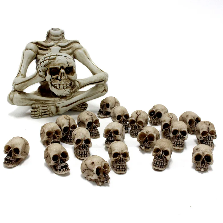20pcs/set Halloween Mini Skull Set - 20pcs Resin Decor for Terrariums & Tabletop