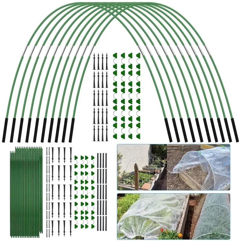 Garden Greenhouse Hoops Durable Fiber Glass Garden Hoops For Raised Beds Rust Free Detachable Garden Hoop Row Cover Plant Cover