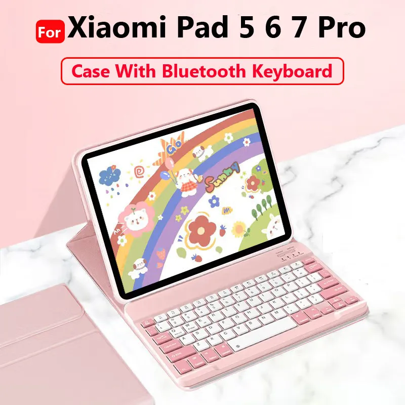 Etui z Bluetooth Keboard dla Xiaomi Pad 7 Pro 7 11,2 cala 2024 Pad 5 6 Pro dla Redmi Pad SE 11 10,61" Bezprzewodowe etui Bluetooth