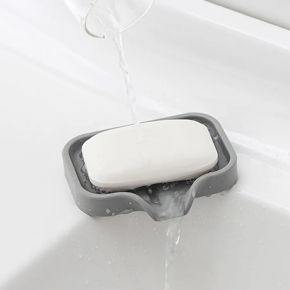 2Pcs Compact Lightweight Silicone Soap Dishes with Efficient Drainage and Anti-Slip Texture Bar Soap Holder for Bathroom Shower