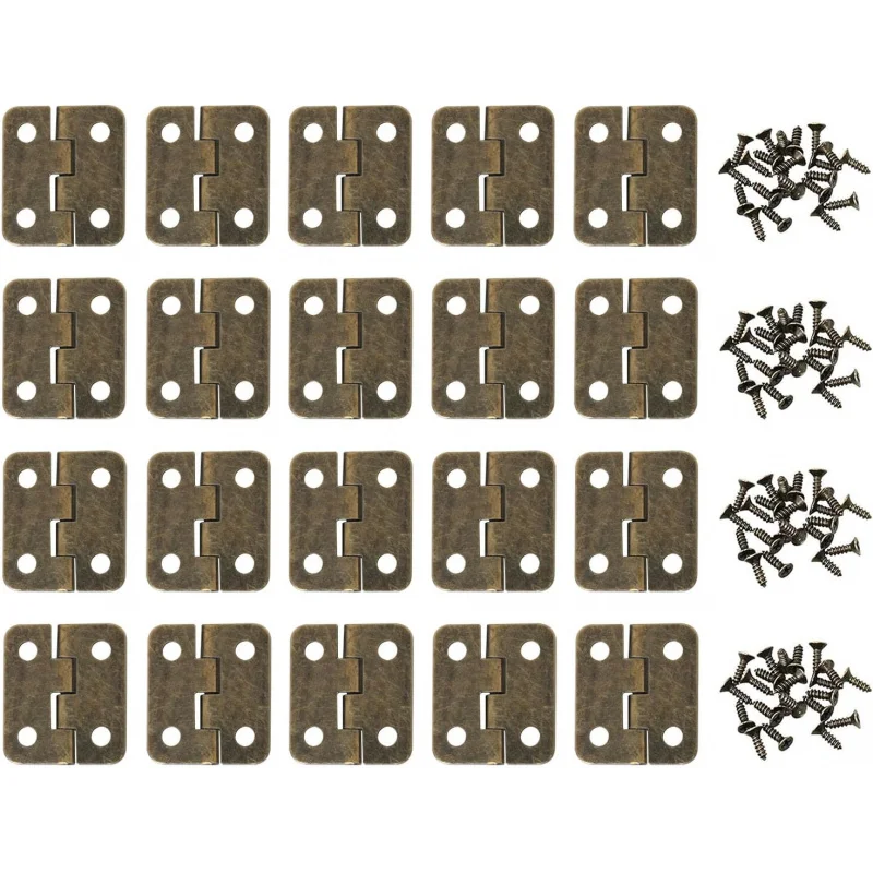

20 шт. винтажные петли с монтажными винтами, подарочные коробки, модели шкафов для дома 18*16 мм, бронзовые миниатюрные петли P