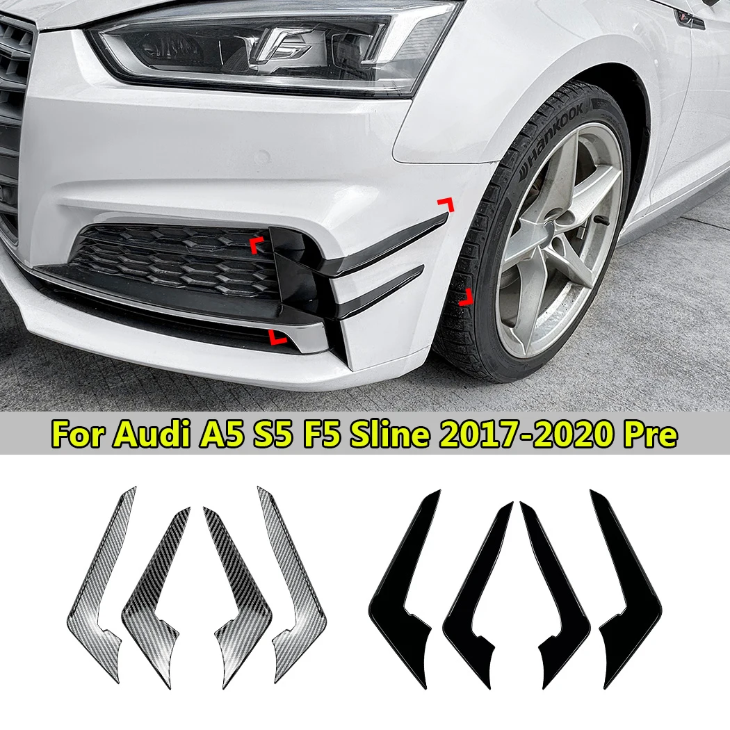 For Audi A5 S5 F5 Sline 2017-2020 Pre Front Bumper Side Spoiler Kit Wind Knife Spoiler Replacement Car Modification