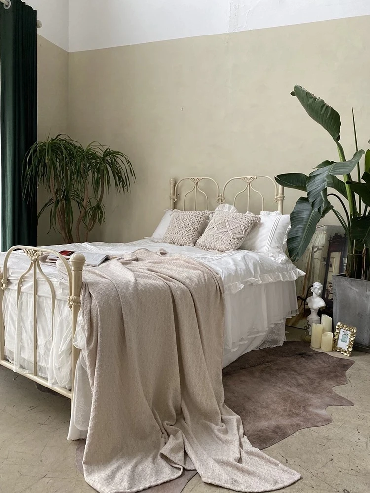 Pastoral princess bed Allen wrought iron bed 1.5m 1.8m single double bed Maywood iron frame
