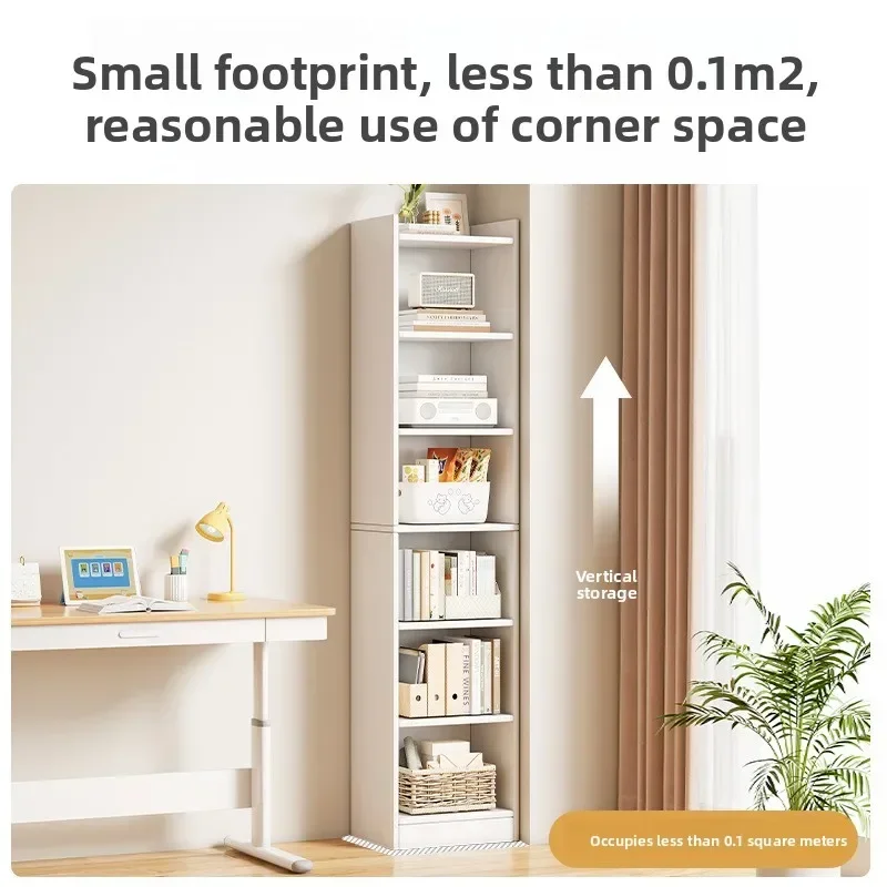 New model Narrow bookshelf Modern simple small floor-to-wall multi-layer storage rack Corner cabinet Narrow locker