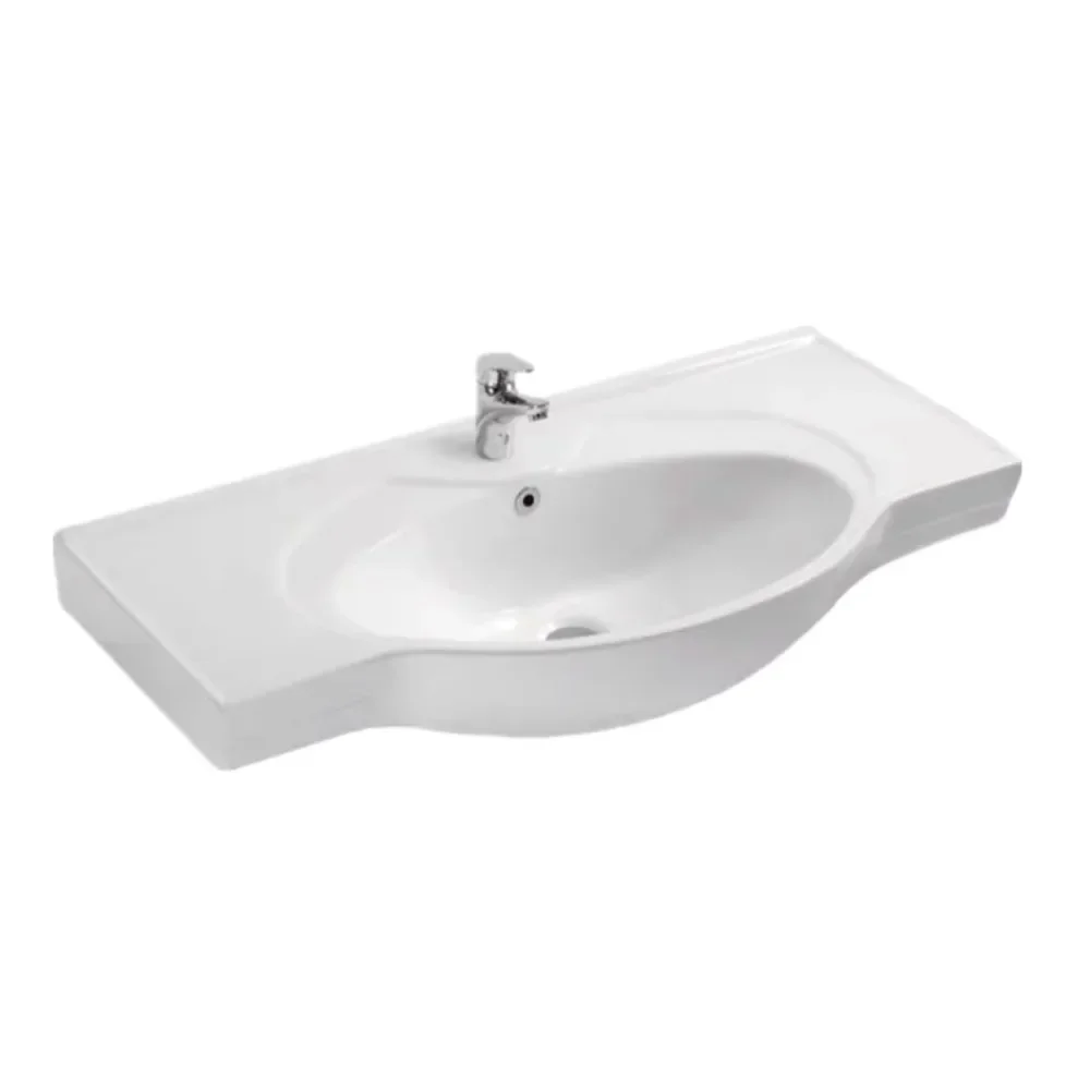 Bathroom, bathroom cabinet, integrated ceramic basin, single basin replacement, washbasin, semi-embedded washbasin