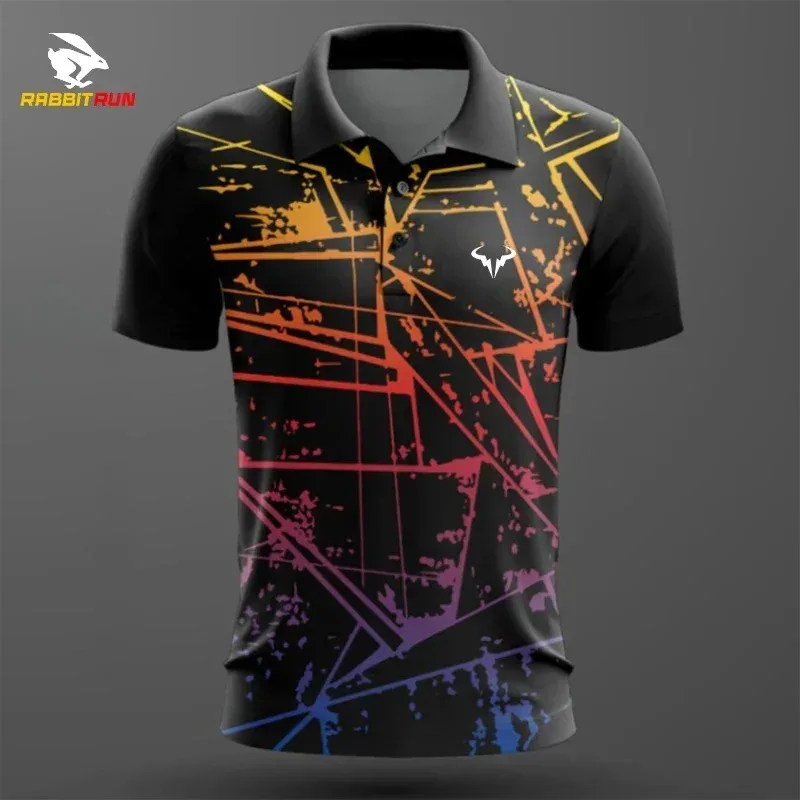 Men's Golf Shirt Summer Men Trend Polo Shirt Contrast Painted Duck Style POLO Top Badminton Short Sleeve Sportswear Men Clothes