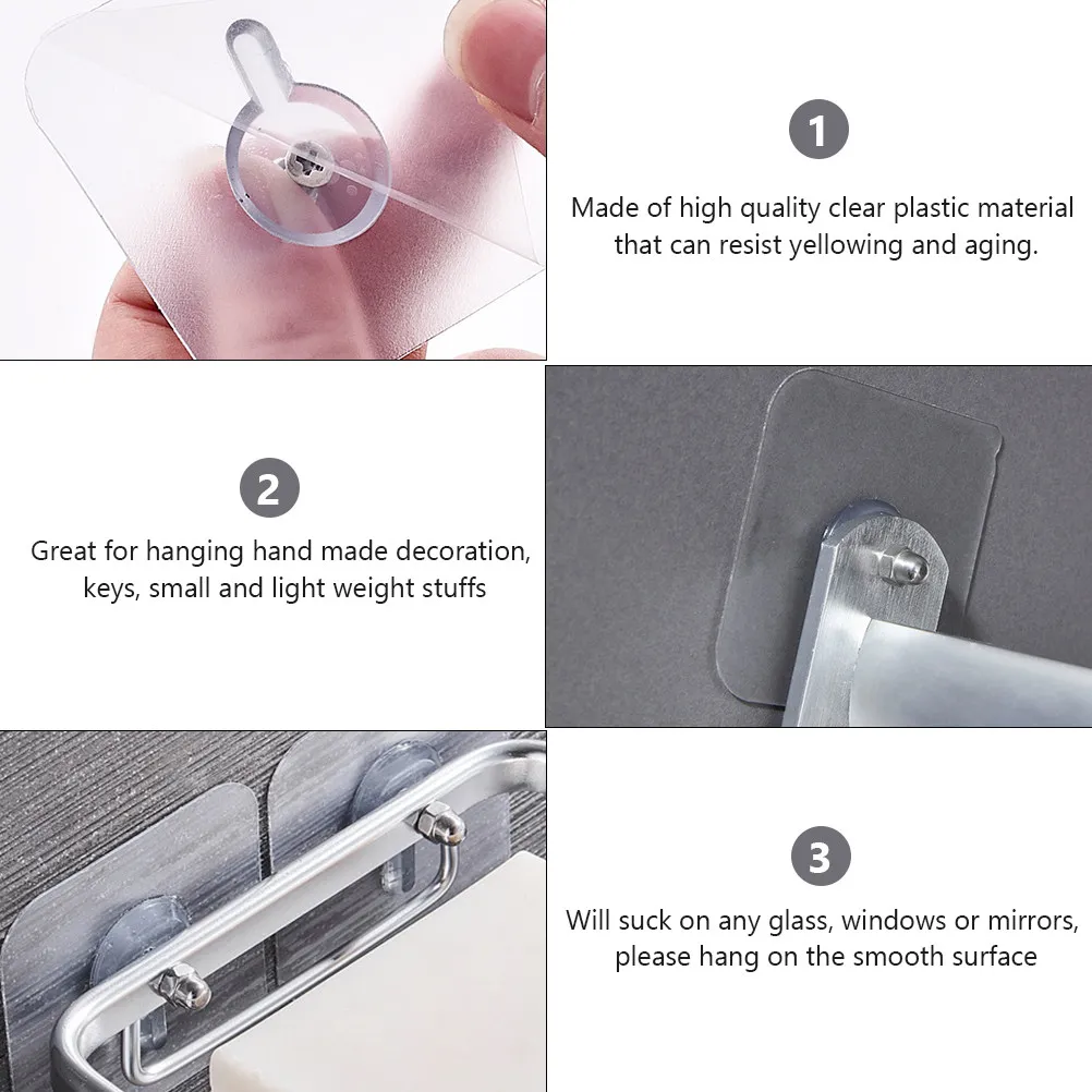 12Pcs Transparent Wall Suction Cups with Screws Acrylic Hooks Clear Sucker Hangers for Hanging Bags Clothes Keys Photos on Glass - view 3