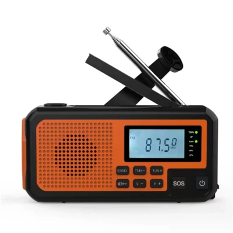 abac-緊急ポータブル天気ラジオ、4000mah-パワーバンク、ソーラー-手回し-am-fm-noaa-アラート、sos-アラーム付き