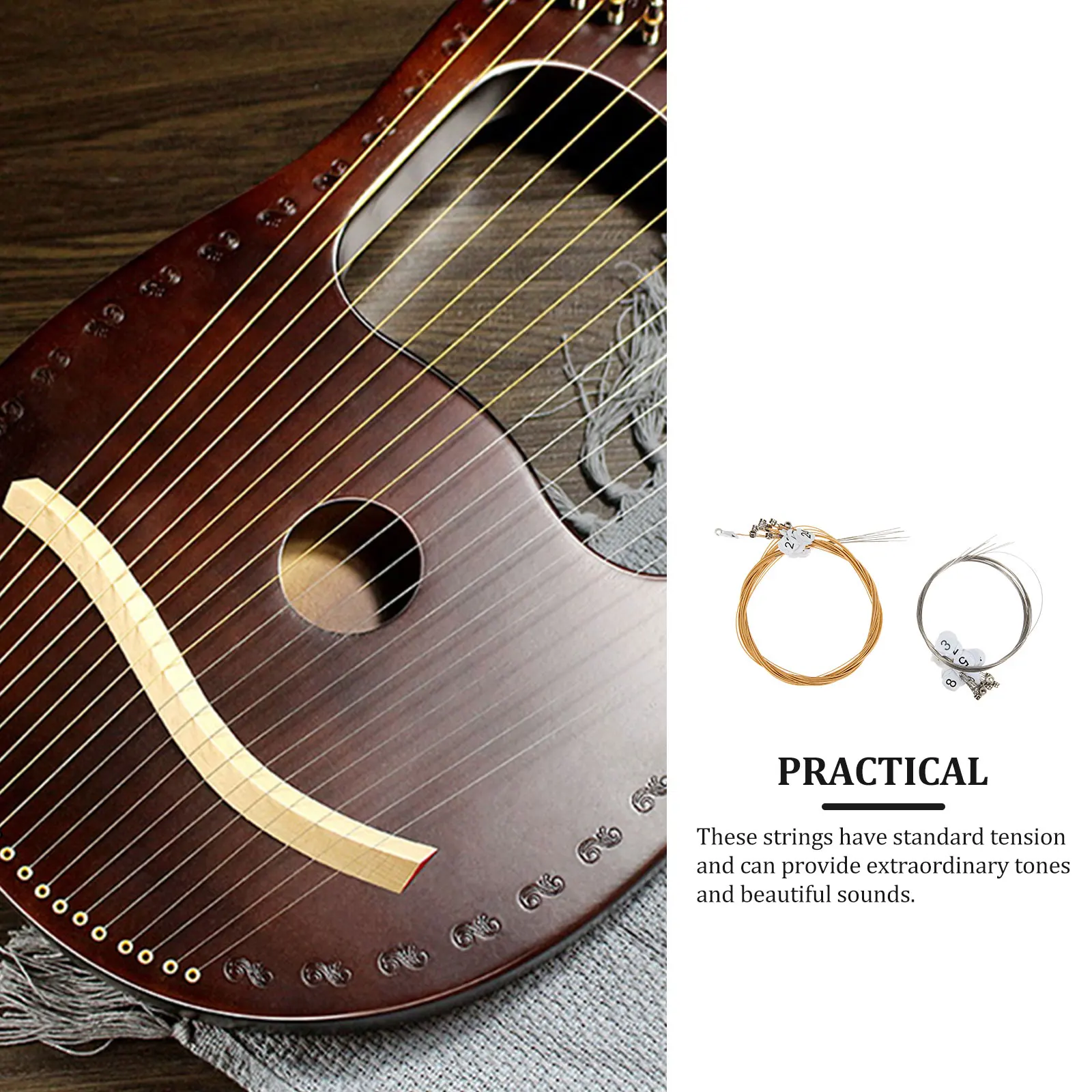 

21 Strings Durable Copper Steel Material Beautiful Sound Lyre Strings Set Replacement Set Musical Instruments Accessories