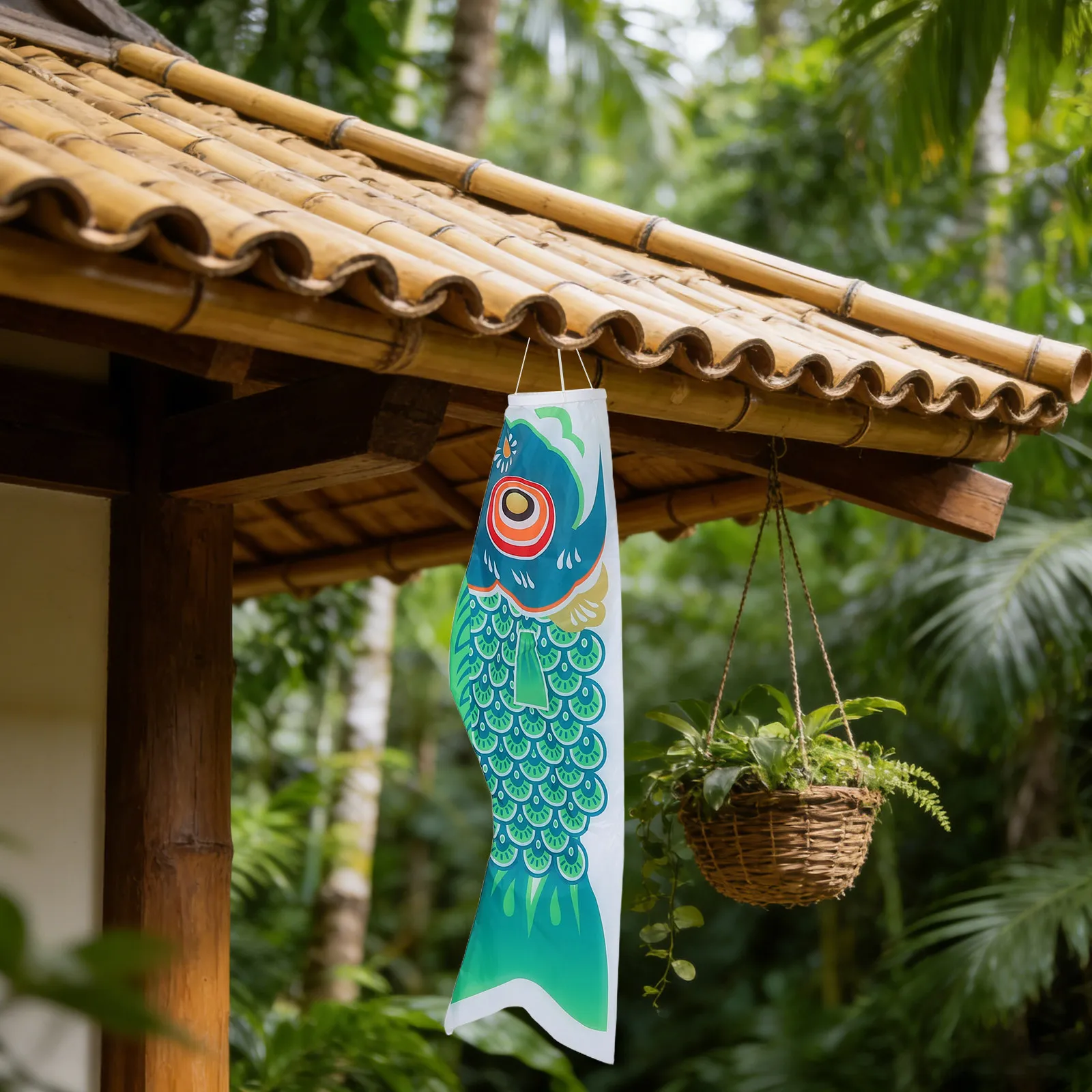 Japanese Carp Fish Windsock 100cm Weather Resistant Garden Streamer Flag for Childrens Day Outdoor Decor