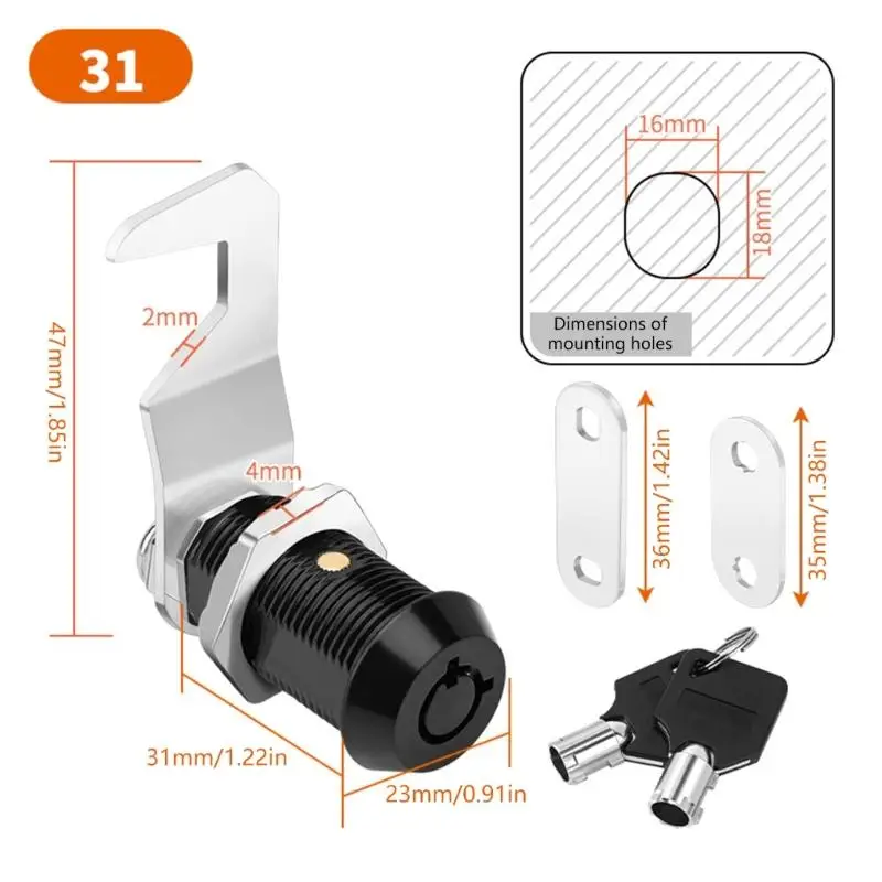 2pcs Secure Tool Box Locking Mechanism Steel Cabinet Security with Hook Cams Keyed Alike Locks Multipurpose Lock set