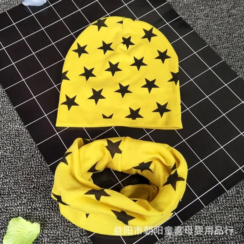 New Stars Solid Style Crochet Children Hat Scarf Autumn Winter Girls Boys Caps Baby Kids Hat Scarf Set Child Caps Baby Cap Scarf