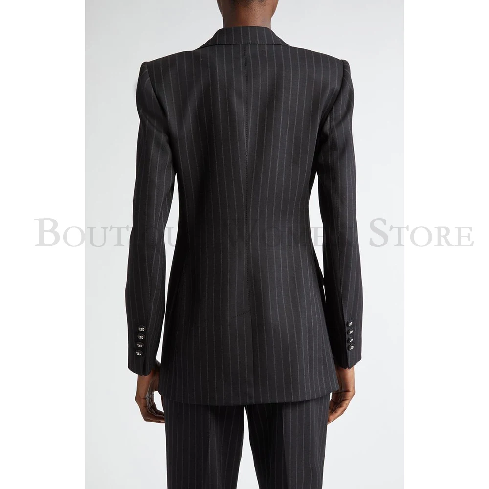 Eleganter schwarzer Träger-Damen-Blazer, modisch, ein Knopf, spitzes Revers, schmale Passform, 2-teilige Jacke, Hosen-Sets, individuelle Outfits, 2025