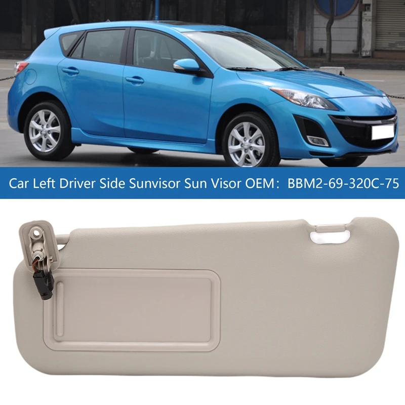 Car Left Driver Side Sunvisor Sun Visor for Mazda 3 Hatchback 2010-2013 BBM2-69-320C-75