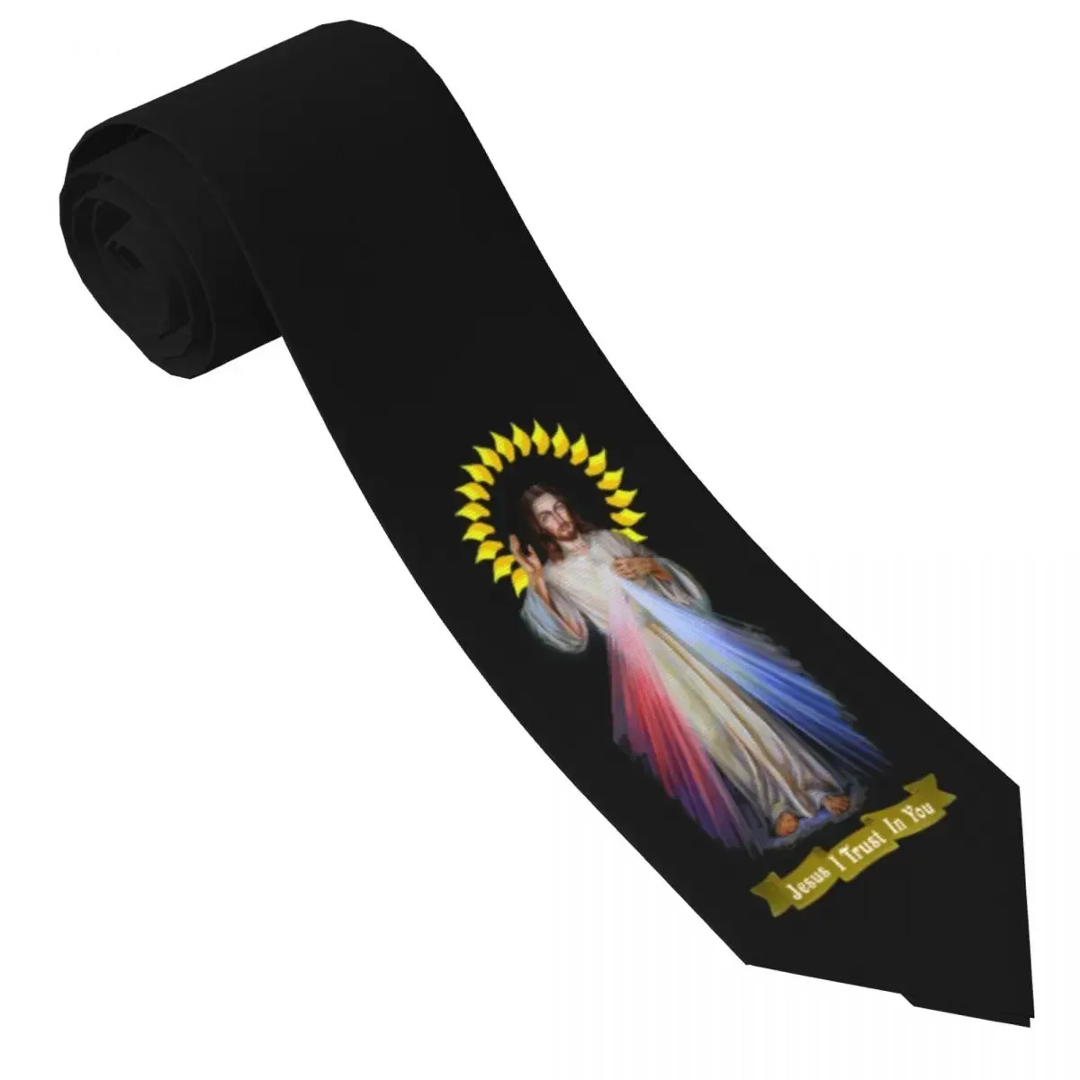 Men's Tie Jesus Divine Mercy Neck Ties Jesus I Trust in You Cool Collar Tie Cosplay Party Great Quality Necktie Accessories