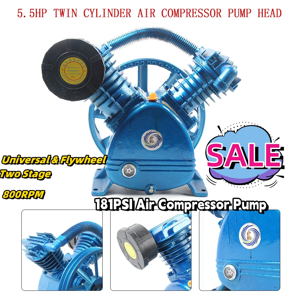 

181PSI Air Compressor Pump Universal & Flywheel Two Stage Twin Cylinder Low Energy Consumption Faster Inflation